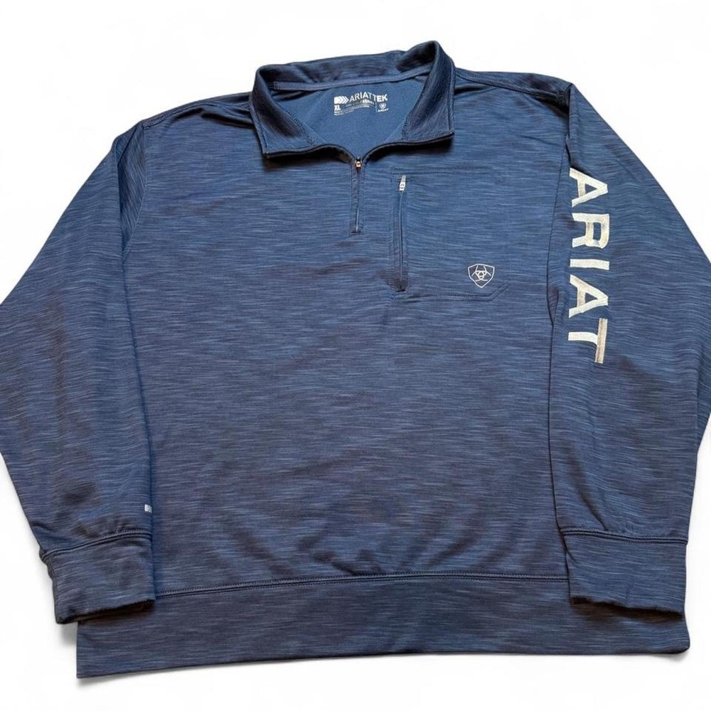 Ariat Pullover Mens XL Blue AriatTEK Cold Series 1/4 Zip Riding Fleece